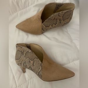 Jessica Simpson booties. Size 7 . Latte/snake skin. Never worn
